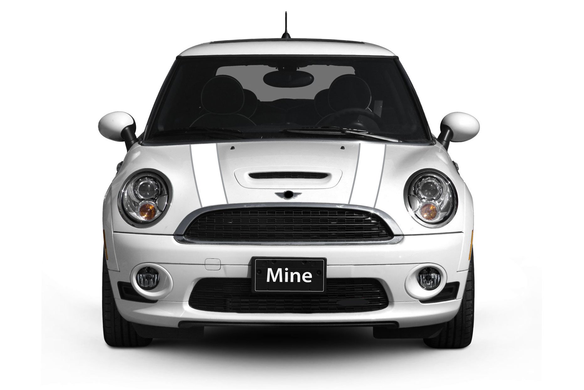 Mini Cooper クーパー ホワイト ストライプ Amazon.com: The Pixel Hut gs00076 White with Silver Border Hood